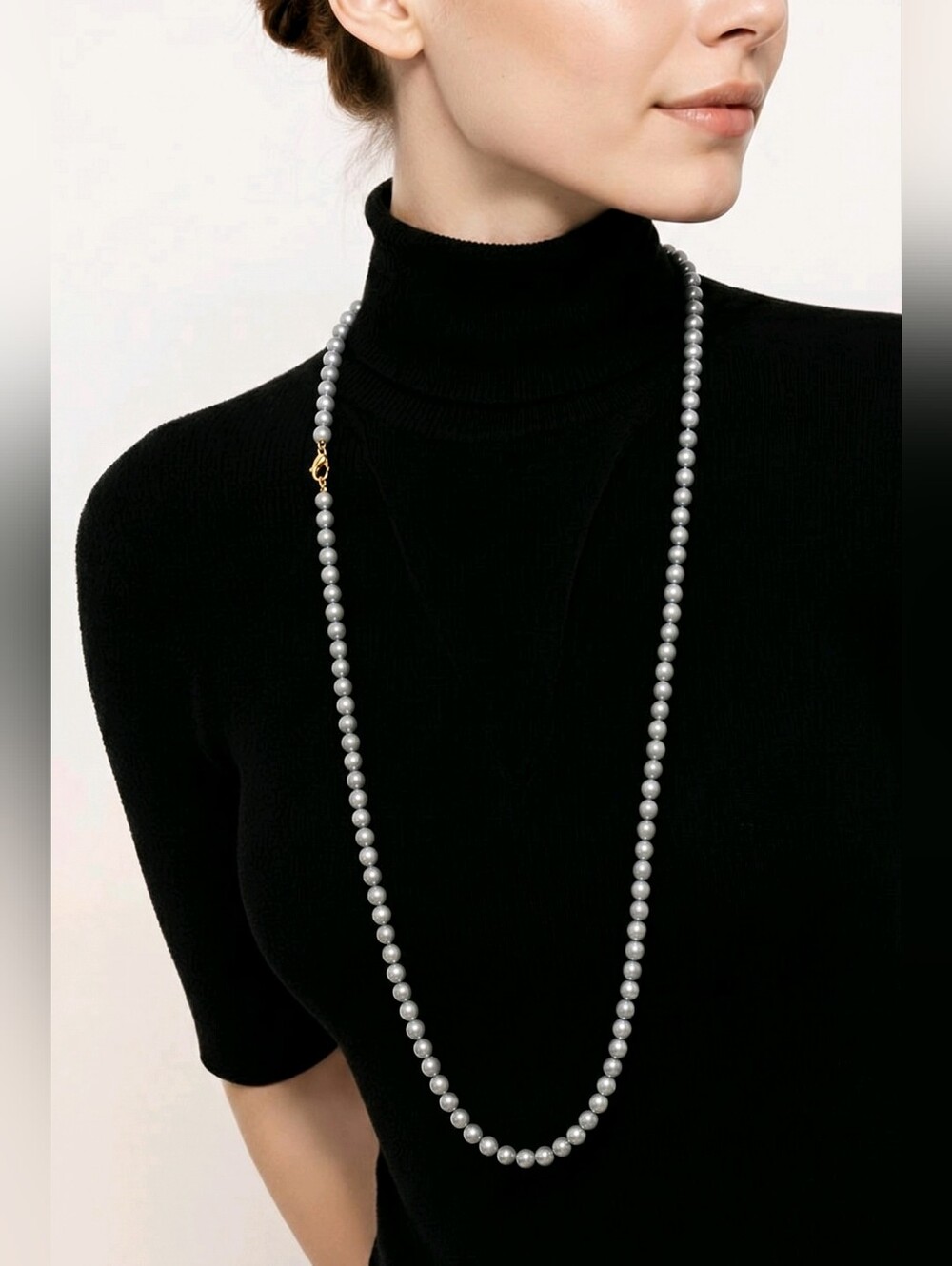 Napier Gray Faul Pearl Long Necklace
